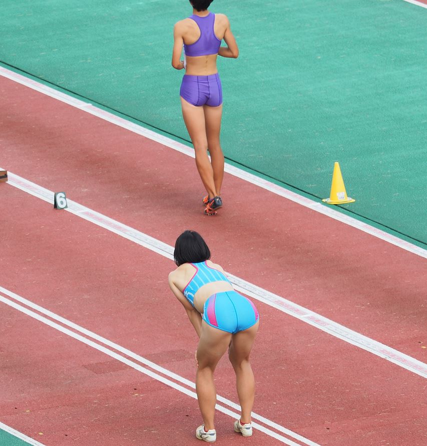 地方の陸上　幅跳び ふくふく 第48回東北陸上競技選手権大会　花巻東高校　青山学院大学　ハイレグブルマ　砂ブルマ　銀行ブルマ　七十七銀行　女子陸上部　陸上　陸上女子