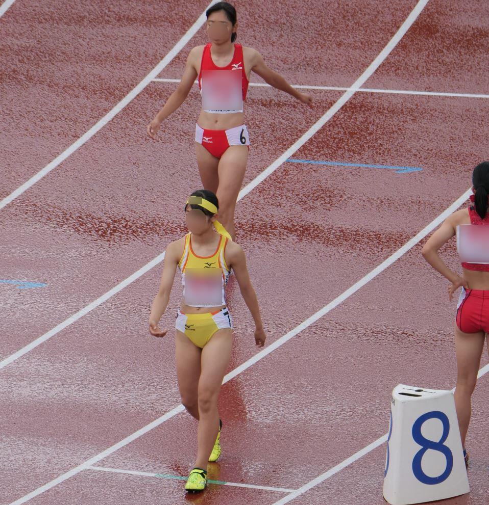 2019 800m Moe 第103回日本選手権FUKUOKA　女子800ｍ　広島市立舟入高校　上田万葵 石川星稜高校　澤井柚葉　東大阪大学　川田朱夏　透けブルマ　黄色レーシングブルマ　インナーショーツパンティライン