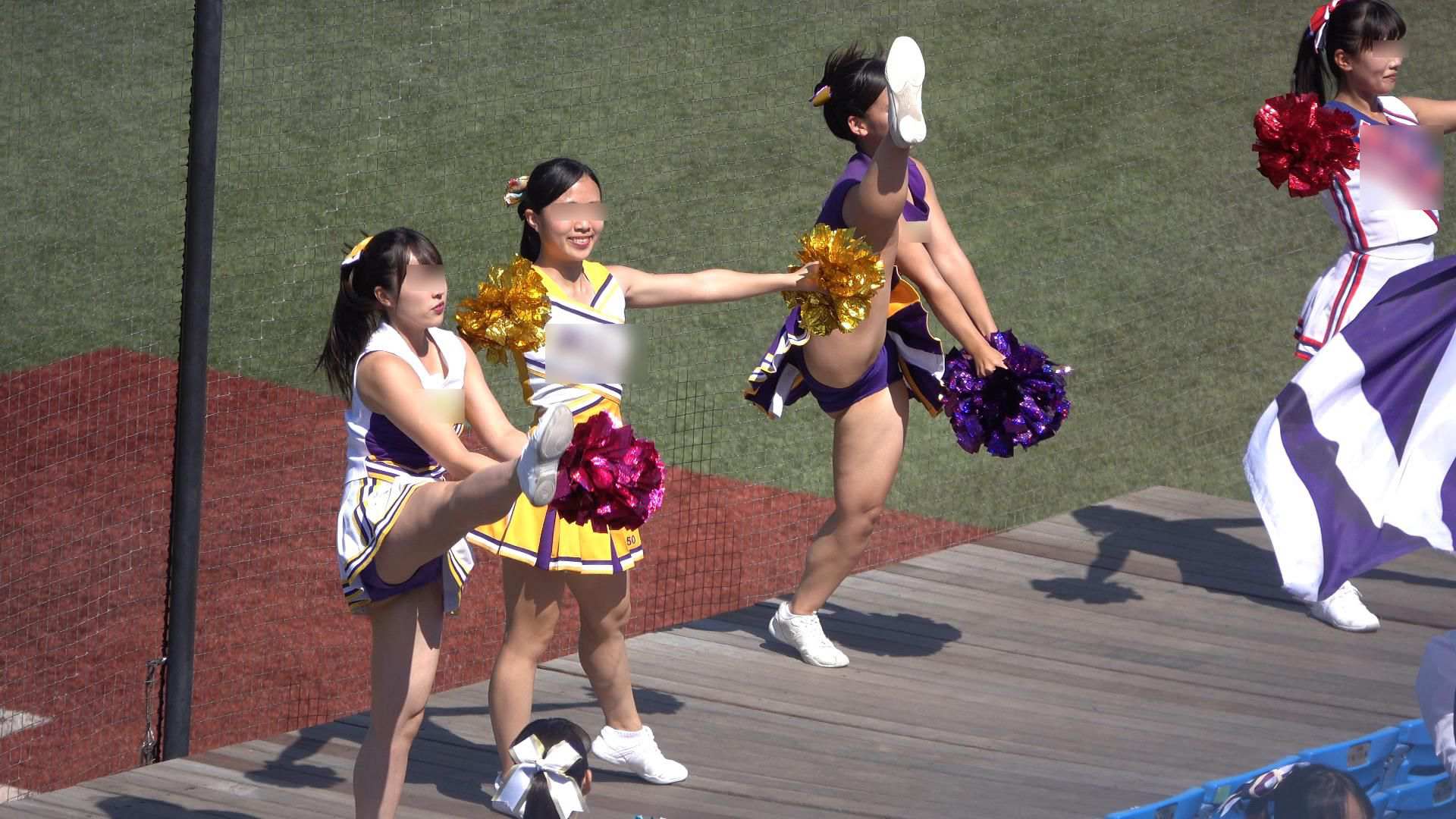 なにわガールズ505 【4K】 驚愕の映像 DE シコッティタイムや!連続攻撃フェーズ124 かわいいハミパンやおまへん 関西の大学野球試合での複数大学応援部のチアリーディングで、色とりどりのアンダースコートハイキックを盗撮