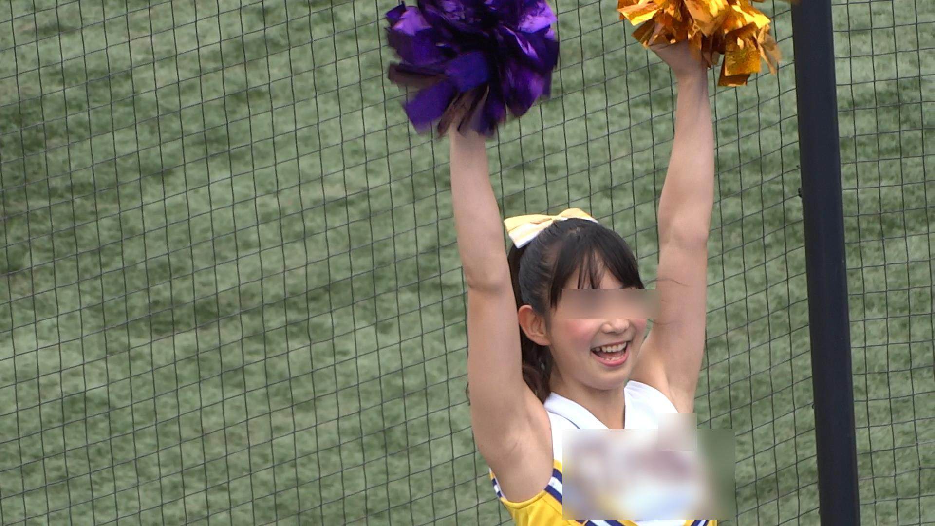 なにわガールズ３５１　真打ち登場だよ！やっぱこの娘やで！ at神宮　黒色ブルマ型アンダースコート　白色スコート　ハイキック　大学チア　東京６大学野球チアリーダー　盗撮　アンスコ　ハミパン