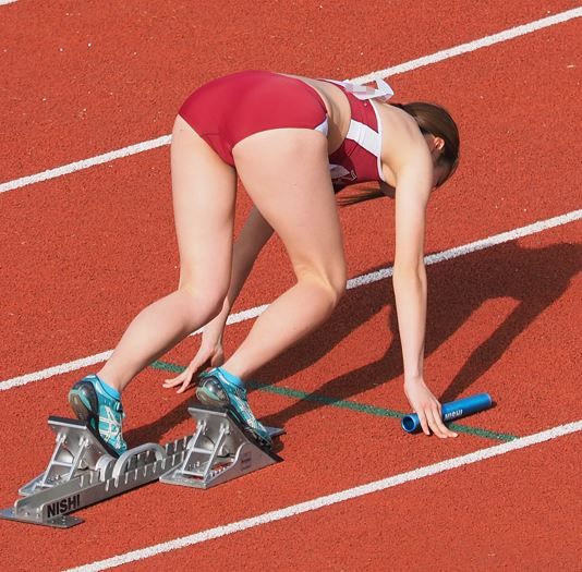 青い森の陸上　マイルリレー　スタート〜１走　ふくふく　2016年青森陸上競技大会　八戸西高校　青森高校　八戸学院大学　弘前実業高校　お辞儀ブルマ　食い込みブルマリレー