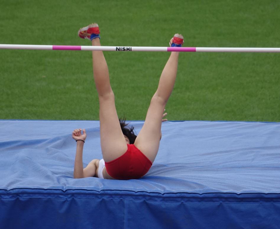 陸上女子コレクションVol.26　走り高跳び　日本女子体育大学　奈良県立添上高校女子陸上部　ミズノ製ハイレグレーシングブルマ　陸上　陸上女子　大学陸上　ブルマ筋