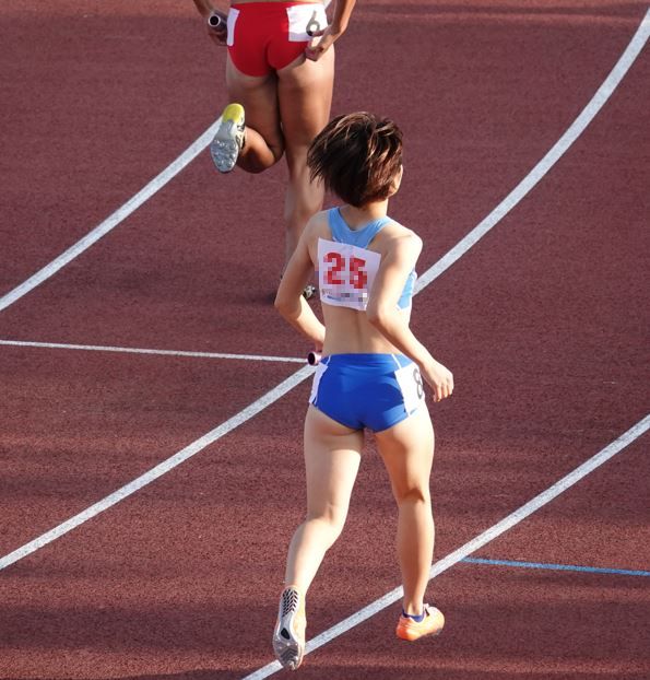 陸上女子コレクションVol.177　4×100mR　02　R1　いきいき茨城ゆめ国体　地元の威信をかけたハイレグブルマ　山口県代表　大分県代表　山中日菜美　DENSO　立命館大学　滋賀県青色アシックスレーシングショーツ