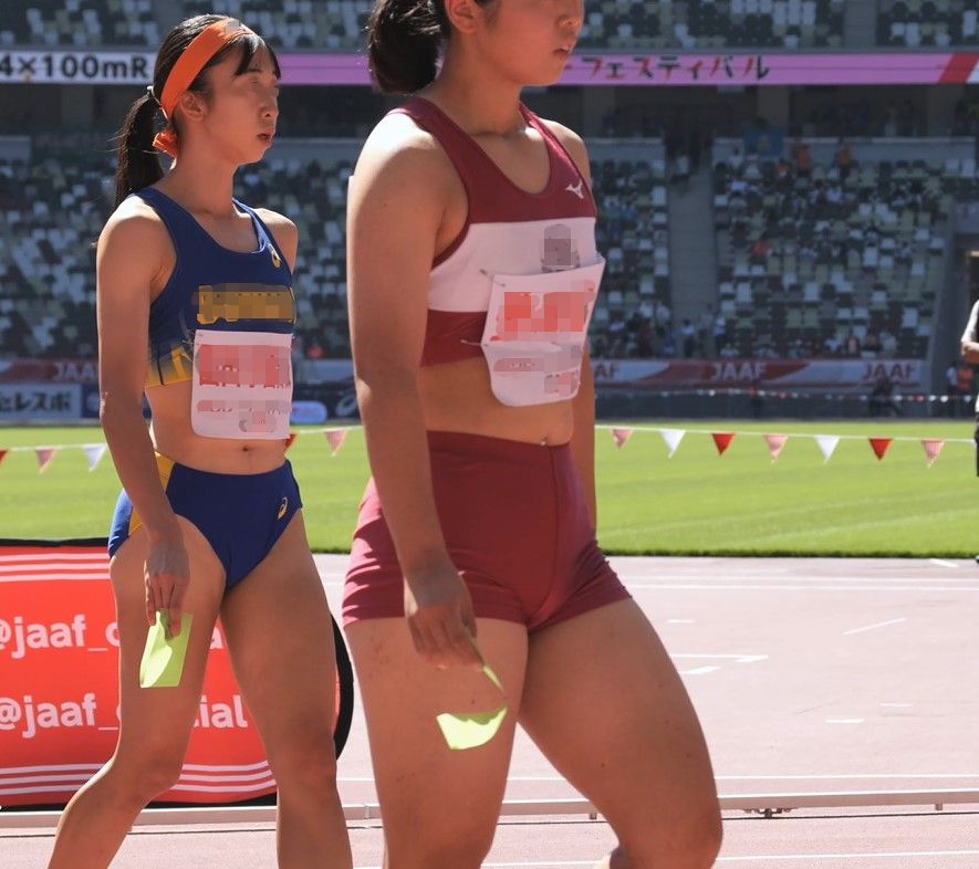 【4K動画】激レア！競技員視点で見る陸上　トロピカル みんなでつなごうリレーフェスティバル２０２２　第１０６回日本陸上競技選手権大会　リレー競技　一般女子４×１００ｍ走　園田学園女子高校　豊岡高校　スパッツ　摂津高校　女子陸上部　ゼッケンに高校名記載　Ｎｉｓｈｉスポーツ特注レーシングブルマ