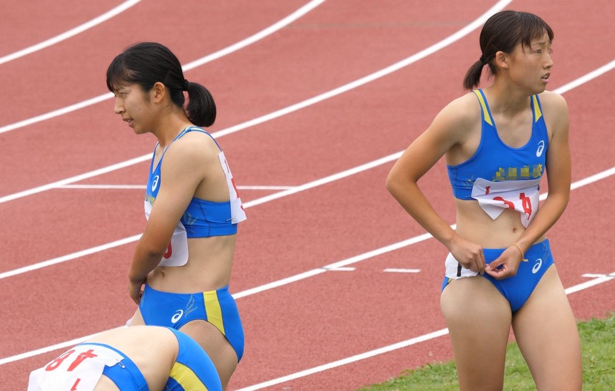 【4K動画】美少女とスカイブルーの集団 トロピカル　木南通孝記念陸上 泉陽高校 オレンジ色Nishiスポーツ製レーシングブルマ　大阪高校　大阪大使　ゼッケン外しブルマ　青山華依