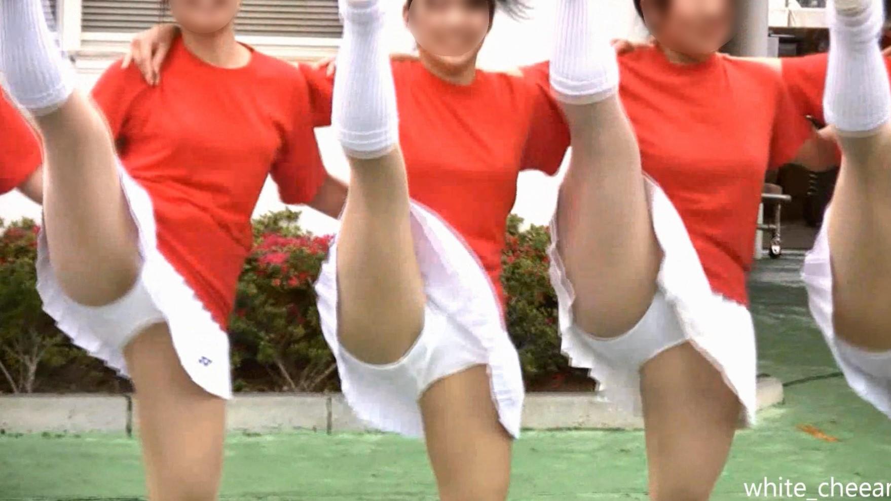 【過去作】幻の白アンスコ！美少女チアガール演技 168-1 white_cheear　女子高生チアリーダー　ハイキック　側転　白色アンダースコート　ショートパンツ型　ブルマ型　プリーツスコート　ブルマ型アンダースコート