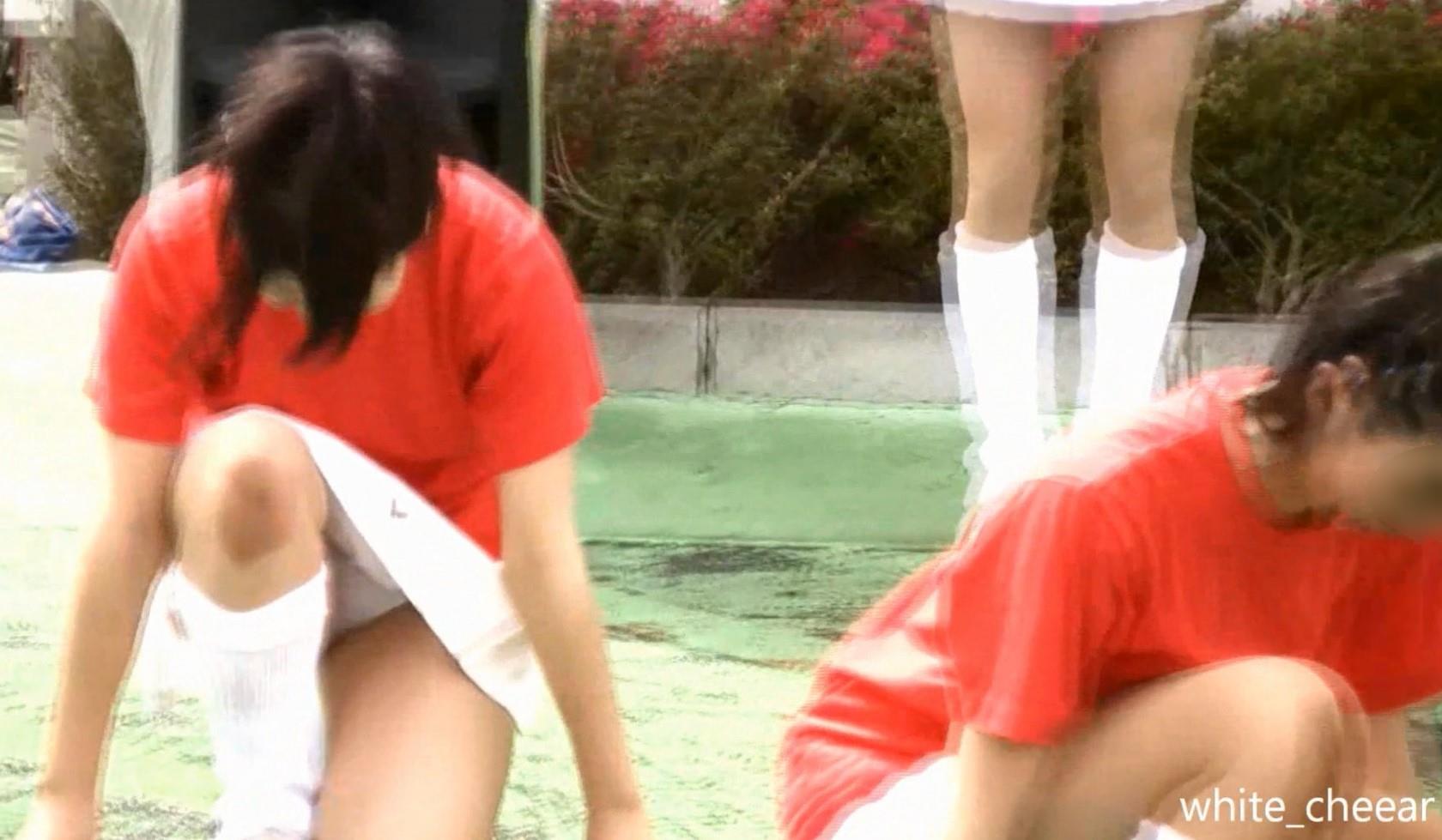 【過去作】幻の白アンスコ！美少女チアガール演技 168-1 white_cheear　女子高生チアリーダー　ハイキック　側転　白色アンダースコート　ショートパンツ型　ブルマ型　プリーツスコート　ブルマ型アンダースコート